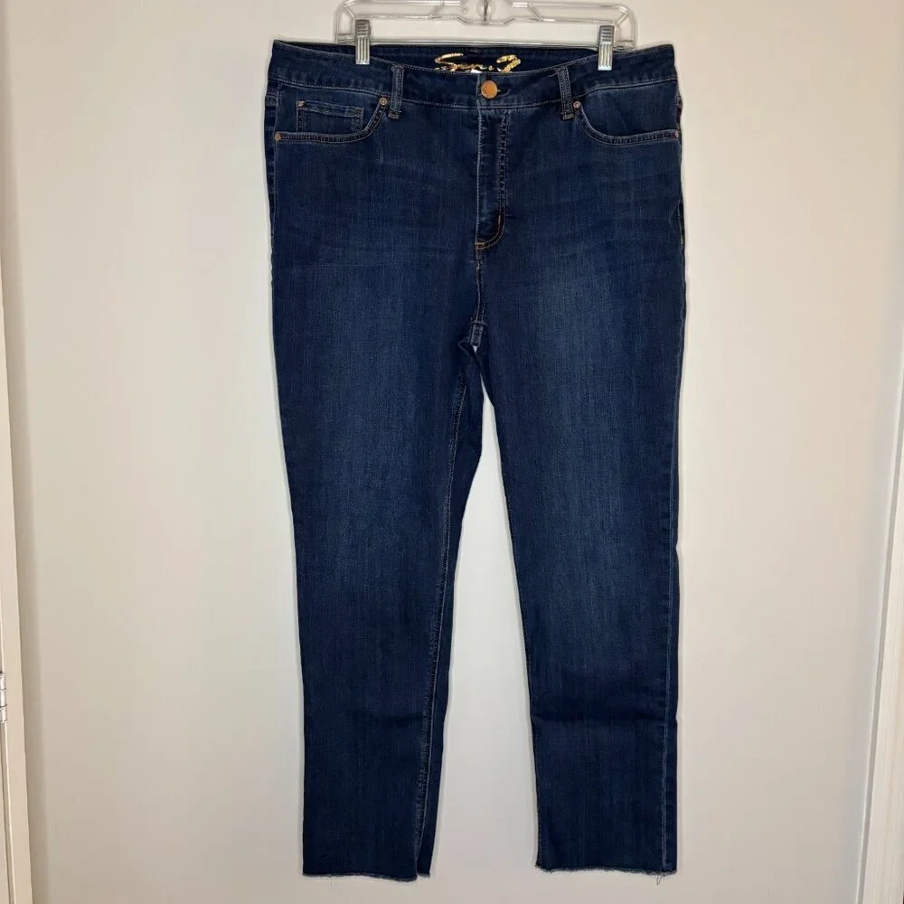 SEVEN7 Jeans Womens 16 High Rise Slim Straight Stretch 5 Pocket Denim Raw Edge